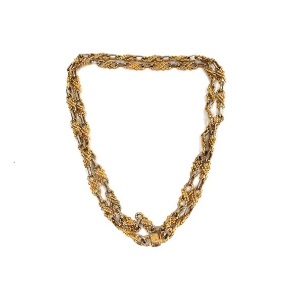 CÉLINE Gold Chainlink Long C Triomphe Logo Necklace Stackable Paris Vintage - Picture 1 of 6